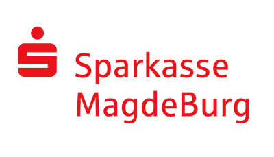 Sparkasse Magdeburg logo with a red emblem on the left and red text reading 'Sparkasse Magdeburg'